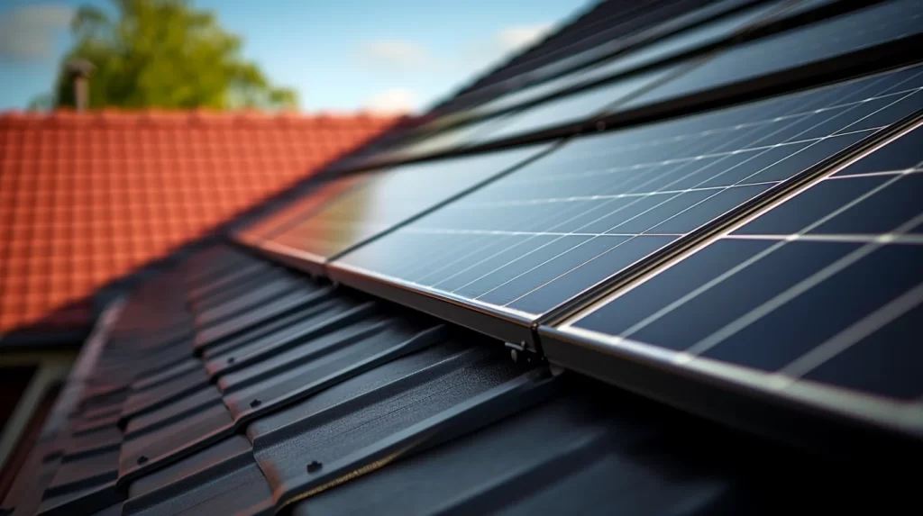 solar panel in a roof of a villa