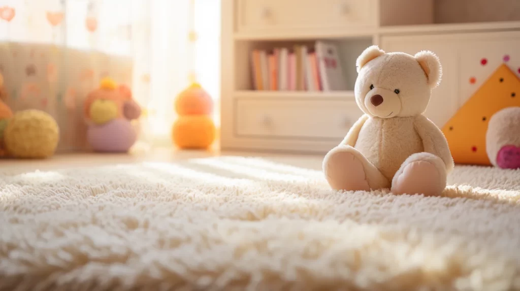 Illustration of Kid's Bedroom in a Villa with Wool Carpet Flooring